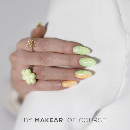 Gel polish MAKEAR Daisy 624 transparent with green glitter 8 ml - Фото №3