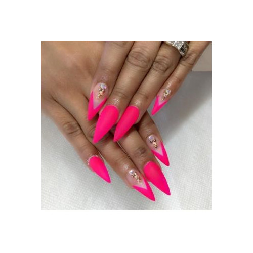 Неоновый маникюр (Ярко розовые ногти)