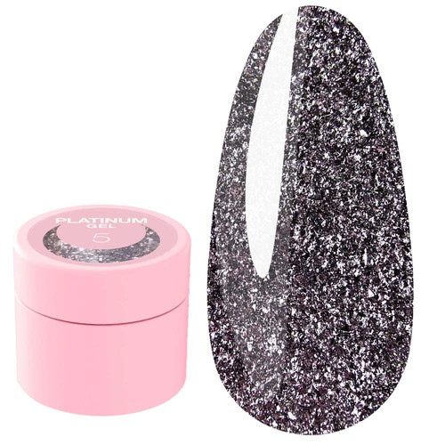 Glitter gel LUNA Platinum №05 for design dark silver with glitter 5 ml (804-2939) - Фото №1
