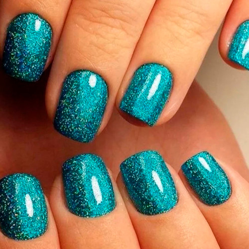 Бирюзовый маникюр (С шиммером)