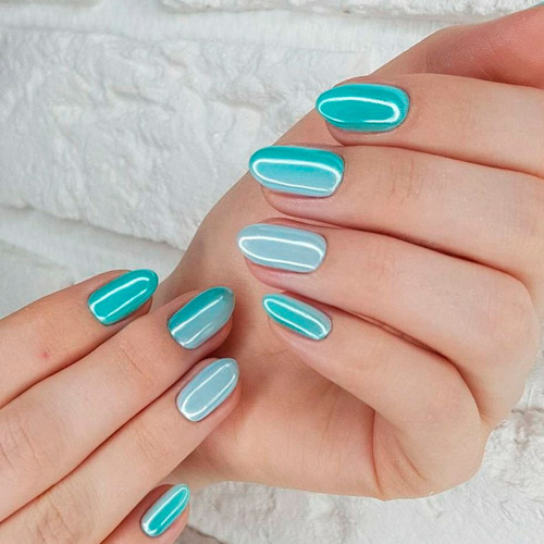 Бирюзовый маникюр (С втиркой)