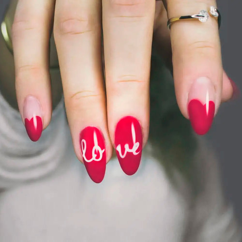 Manicure with inscriptions (Love)