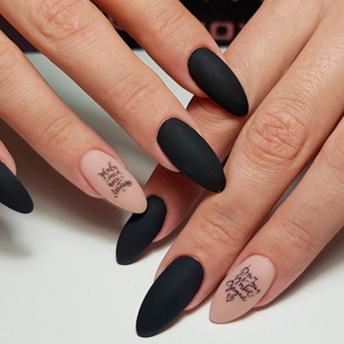 Manicure with inscriptions (Matte design)