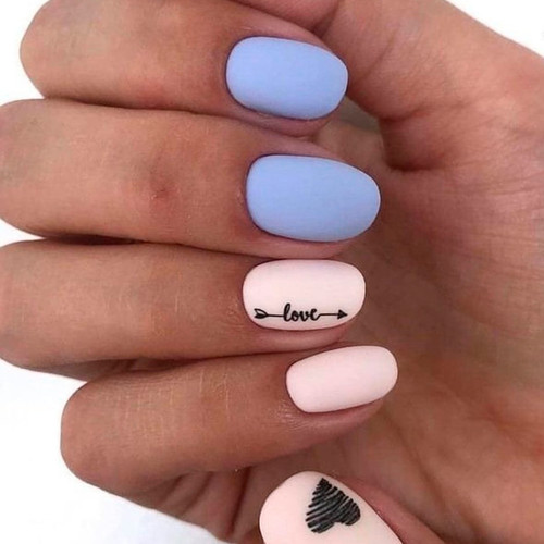 Manicure with inscriptions (Minimalism)