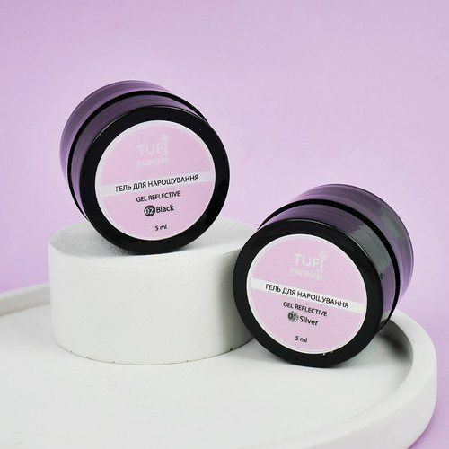 Gel for extensions TUFI profi PREMIUM Gel Reflective 01 silver reflective 5 g (0308083) - Фото №5