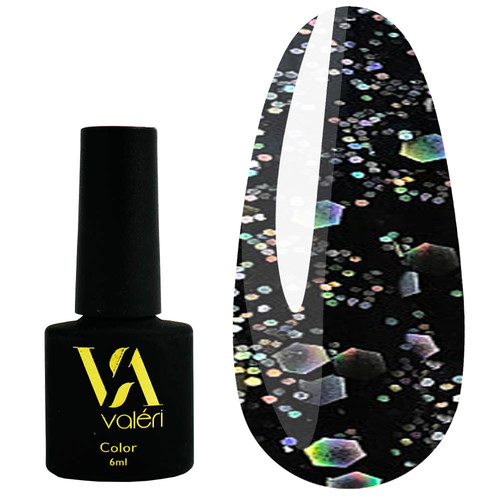 Gel polish VALERI Color № 101 black with silver microshine 6 ml (VA101)
