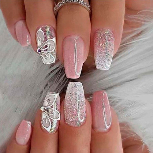 Маникюр с цветами (С шиммером)