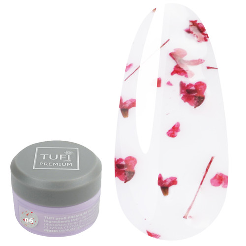 Gel polish TUFI profi PREMIUM Bloom 06 with dried flowers gaitseria 5ml (0311128) - Фото №1
