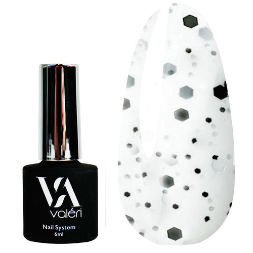 VALERI Dots Base № 66 white with black flakes 6 ml (VFB6-66) - Фото №1