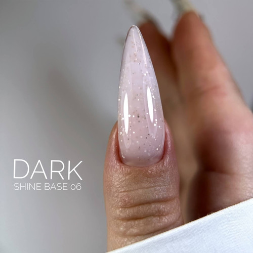 DARK PRO base Shine 06 milky pink with white gold glitter 15 ml - Фото №3