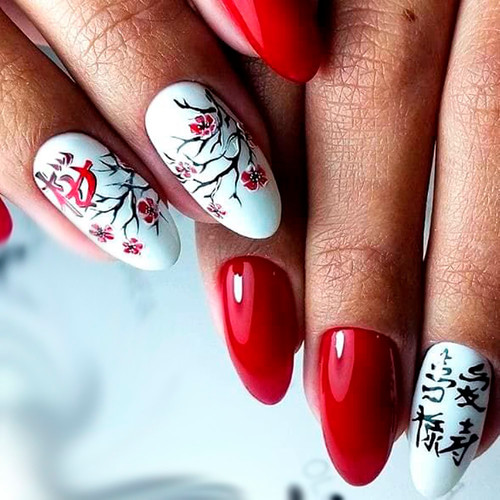 Маникюр с цветами (Японский Дизайн)