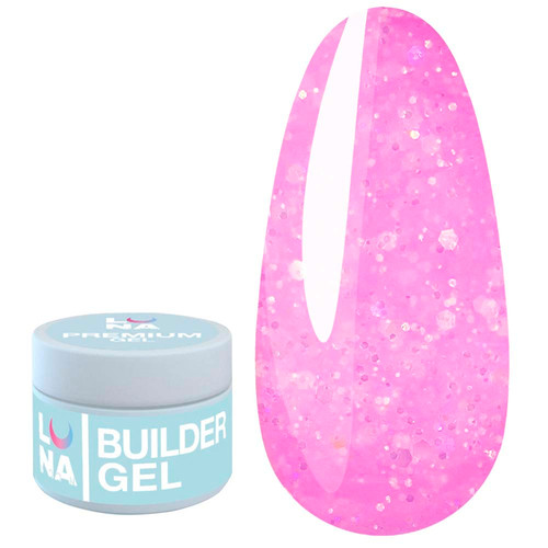 Гель LUNA для наращивания Diamond Gel №4 розовый с блестками 15 мл (323-2357-0463) - Фото №1