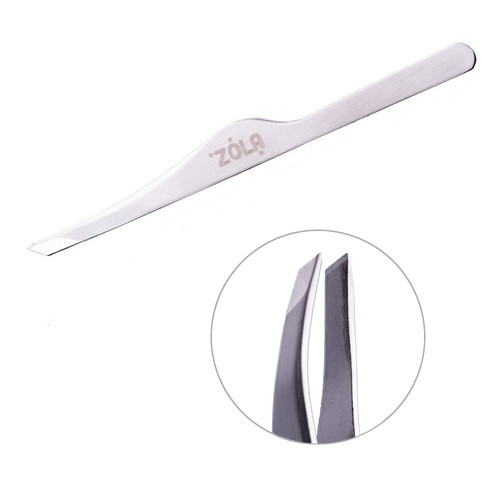 Eyebrow tweezers ZOLA beveled Color Series Silver - Фото №1