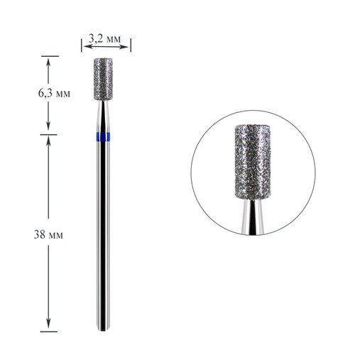 Diamond cutter Dark №127 blue cylinder 032 - Фото №1
