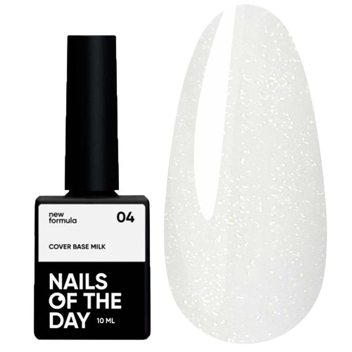 Base NAILSOFTHEDAY Cover NEW Formula Milk 04 milky with silver glitter 10 ml - Фото №1