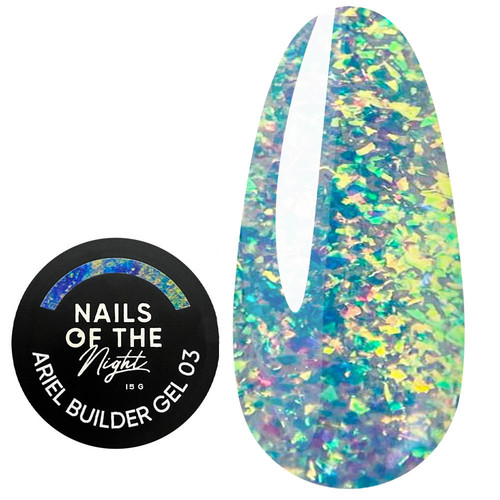 NAILSOFTHENIGHT Ariel Builder gel 03 with multi-colored yucca flakes 15 ml - Фото №1