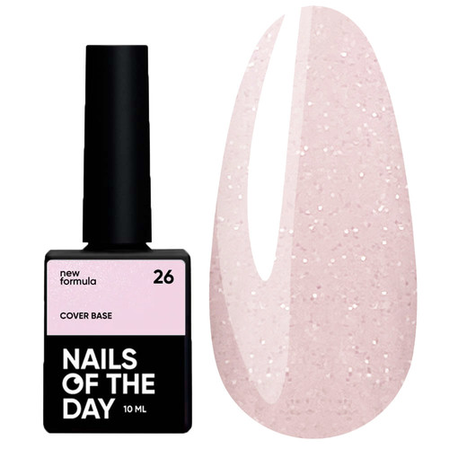 Nagelbase NAILSOFTHEDAY Cover NEW Formula 26 zartes Rosa mit Silberschimmer 10 ml - Фото №1