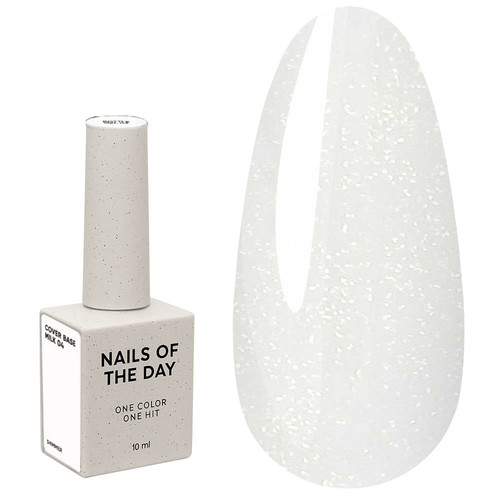 NAILSOFTHEDAY Base Cover NEW Formula Milk 04 milchig mit silbernem Glitzer 10 ml - Фото №1