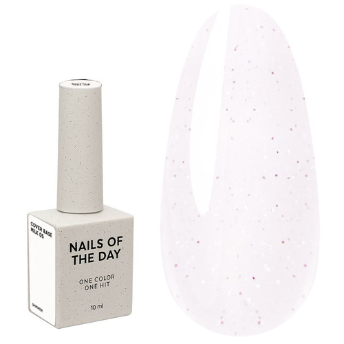 NAILSOFTHEDAY Base Cover NEW Formula Milk 05 milchig mit rosa Glitzer 10 ml - Фото №1