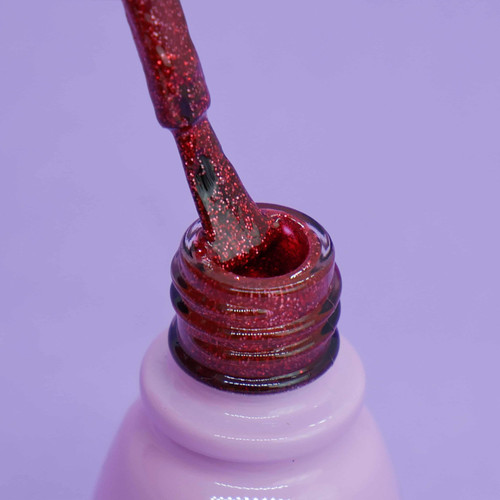 Gel polish Toki-Toki № 046 dark red with glitter 5 ml - Фото №2