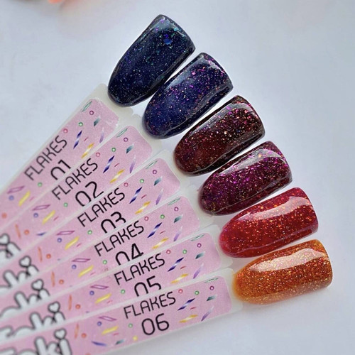 Gel polish Toki-Toki Flakes № 002 dark blue with blue-violet glitter 5 ml - Фото №3