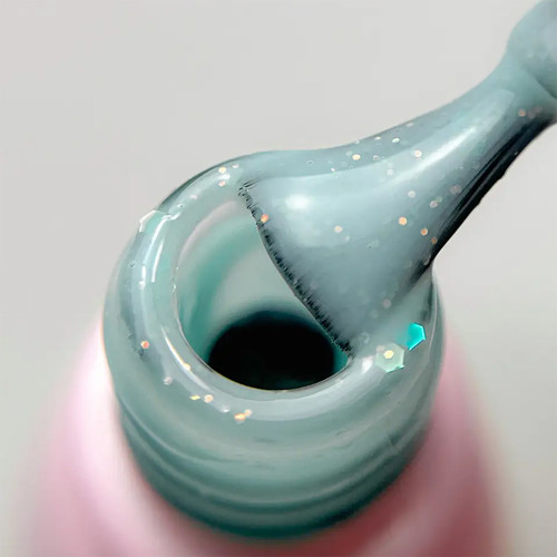 Gel polish Toki-Toki Fairytale FT08 turquoise with holographic glitter 5 ml - Фото №2