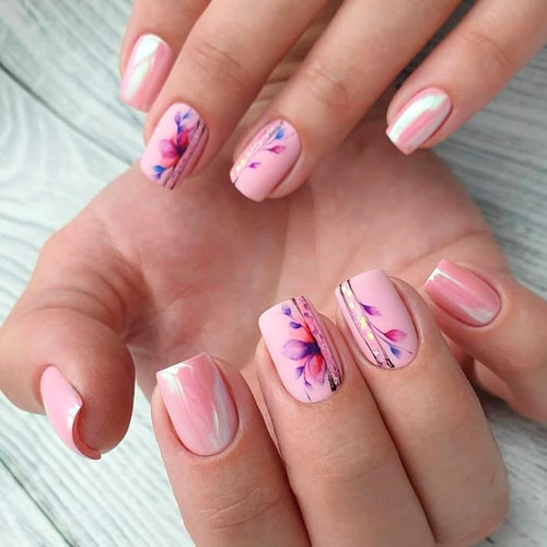Manicure April 2025 (Watercolor Flowers)