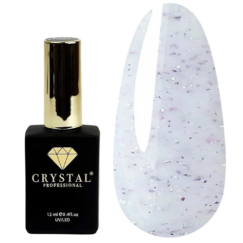 База для ногтей Crystal Base Potal №22 молочный с фиолетово-серебряной поталью 12 мл - Фото №1