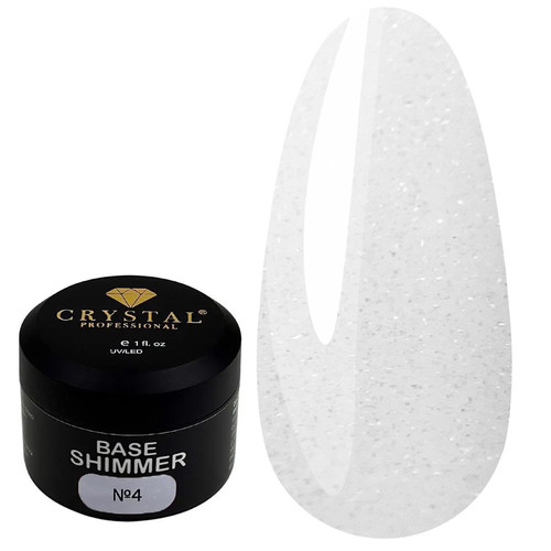 База для ногтей Crystal Base Shimmer №4 молочный с шиммером 15 мл - Фото №1