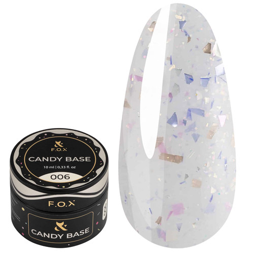Base F.O.X Candy Base 006 milchig mit Glitzer und lila-rosa Blattgold 10 ml - Фото №1
