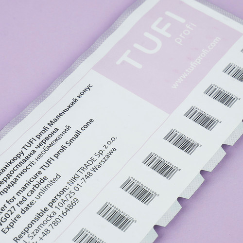 Manicure cutter TUFI profi Small cone WG027 carbide red - Фото №4