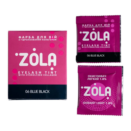 Eyebrow paint ZOLA in a bag 5 ml 06 blue-black + oxidizer 1.8% - Фото №2
