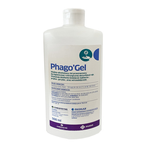 PhagoGel Medilab Водно-спиртовой гель для гигиенической и хирургической дезинфекции рук без помпы 500 мл
