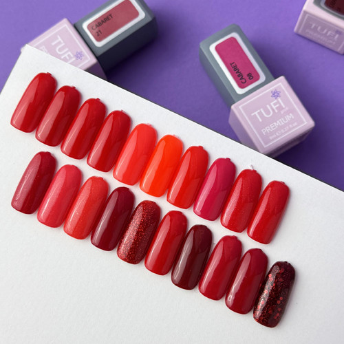 Gel polish TUFI profi CABARET 12 Carmine with glitter 15 ml (0321348) - Фото №4