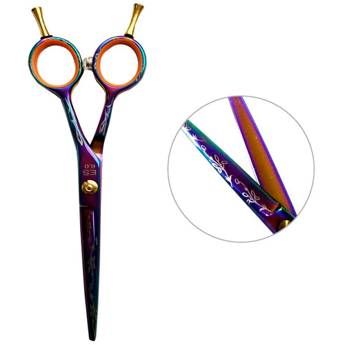 ESTET Lila Chamäleon-Haarschneidemaschine mit orangefarbenen Blumenringen 6.0