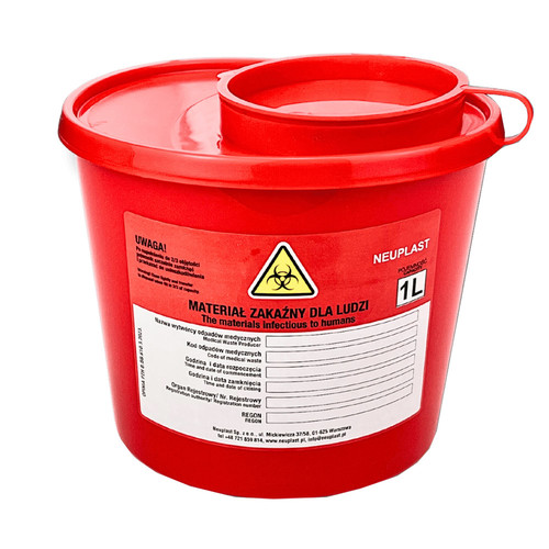 Neuplast Medizinischer Abfallbehälter, 1 l, rot