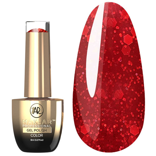 Gel polish MAKEAR S62 red with glitter 8 ml - Фото №1