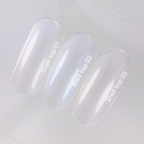 Топ NAILSOFTHENIGHT Shell top 01 жемчужный с фиолетовой втиркой 10 мл - Фото №3