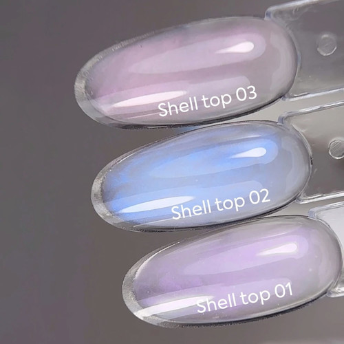 Топ NAILSOFTHENIGHT Shell top 01 жемчужный с фиолетовой втиркой 10 мл - Фото №5
