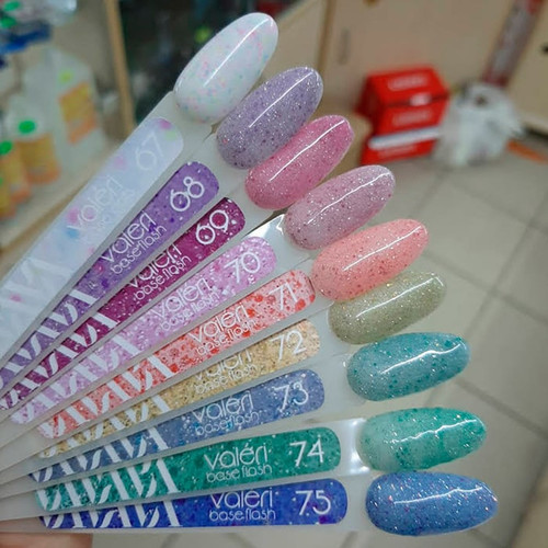 VALERI Base №70 pink with glitter and leaf 6 ml (VFB6-70) - Фото №2