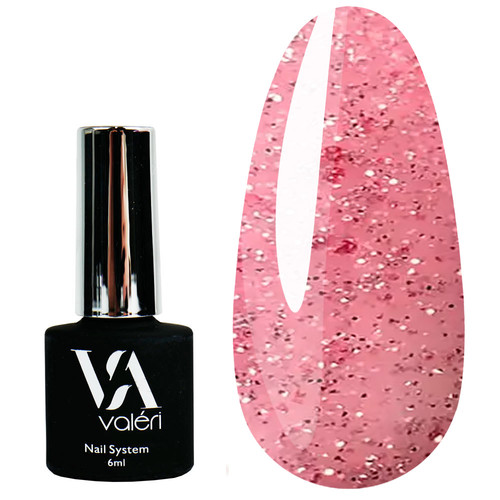 VALERI Base №70 pink with glitter and leaf 6 ml (VFB6-70) - Фото №1