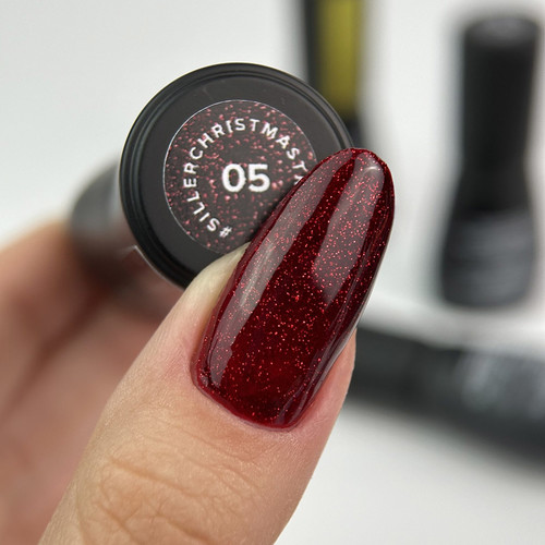 Gel polish SILLER Christmas Tree 05 burgundy with shimmer 8 ml (NF-00020876) - Фото №2