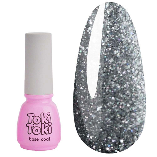 Base Toki-Toki Cosmo CB02 Reflektierender Unterlack, Silber mit Glitzer, 5 ml