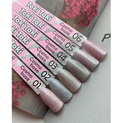 Base reflective Toki-Toki Cosmo Base CB03 beige-silver with glitter 5 ml - Фото №3