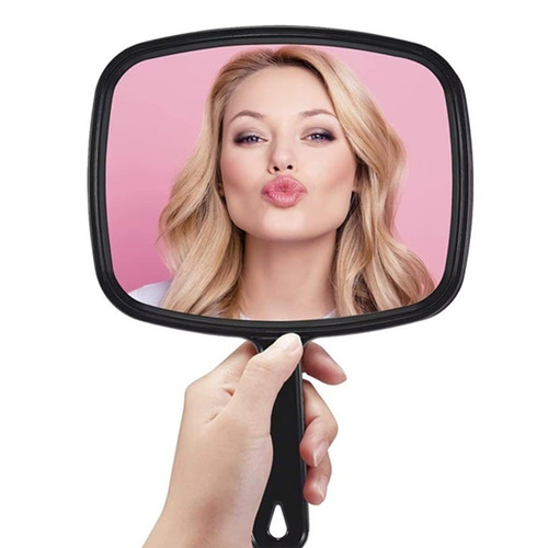 Прямоугольное парикмахерско-косметическое зеркало с ручкой черное - Фото №3