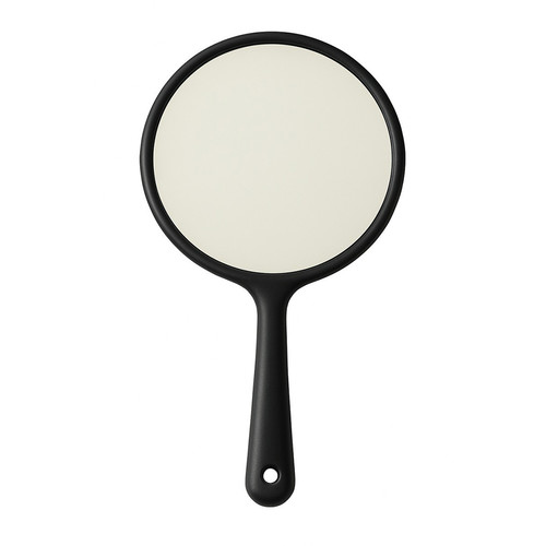 Круглое парикмахерско-косметическое зеркало с ручкой черное - Фото №1