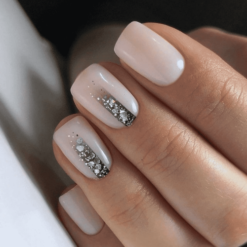 Fast Nails (with a Glitter Stripe)