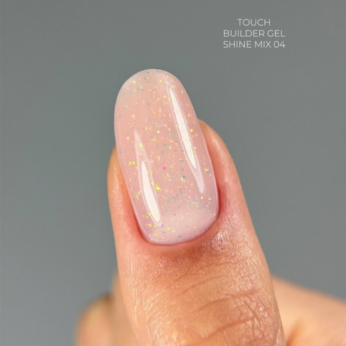 Gel for extensions TOUCH Builder gel Shine mix 04 milky with leaf 15 ml - Фото №4