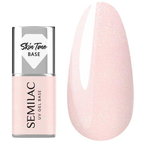 Semilac Skin Tone Cover Base Glitter Rose 7 ml - Фото №1