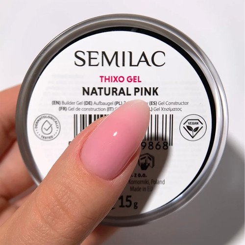 Gel for extensions Semilac Thixo Gel Natural Pink 15 g - Фото №2